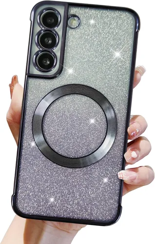 Miniatura 11 de Funda magnética con purpurina para Samsung Galaxy S21 Fe, funda de lujo de protección completa con protector de lente de cámara, antiarañazos, a