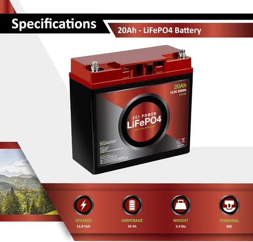Miniatura 2 de Paquete de batería y cargador - Cargador de 12 V 5 A/batería de litio de 12 V 20 Ah LiFePO4