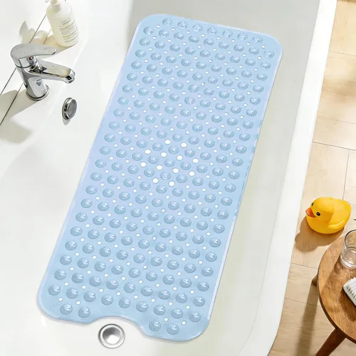 Miniatura 31 de Tapete de ducha negro antideslizante de 17 x 30 pulgadas, tamaño estándar, tapete de baño de burbujas suaves para ducha interior, tapete de baño