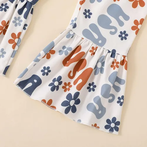 Miniatura 50 de Eadrioss Ropa para bebé niña pequeña, traje de campana de manga corta, camisa de flores para niños, pantalones florales acampanados, ropa de verano