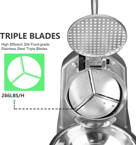 Miniatura 3 de HORGELU Trituradora de hielo Afeitadora de hielo 3 cuchillas con picador de hielo Máquina de cono de nieve de 286 lbs/hr Máquina de hielo afeitado