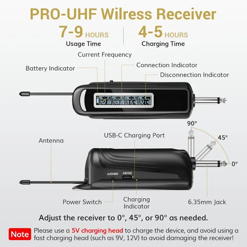 Miniatura 2 de TONOR 4 micrófonos inalámbricos con receptor recargable, micrófonos inalámbricos UHF de 4 x 10 canales con control de volumen, sistema de micrófono