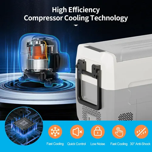 Miniatura 4 de TABU Refrigerador portátil para automóvil de 49 cuartos (45 litros), congelador y refrigerador de doble zona de 12 V con 12/24 V CC y 110/240 V CA