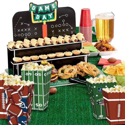 Miniatura 3 de LaVenty Cajas de palomitas de maíz de fútbol Bolsas de recuerdo de fiesta de fútbol Suministros de fiesta de fútbol Bolsas de fiesta de fútbol