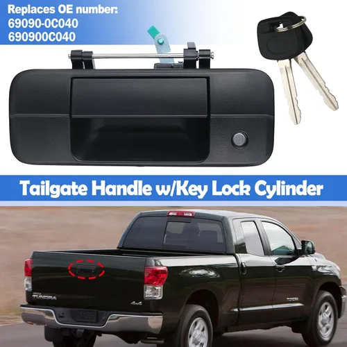 Miniatura 3 de Osompar Manija exterior del portón trasero con cilindro de cerradura con llave para Toyota Tundra 2007-2013 Reemplaza 69090-0C040 690900C040 81213