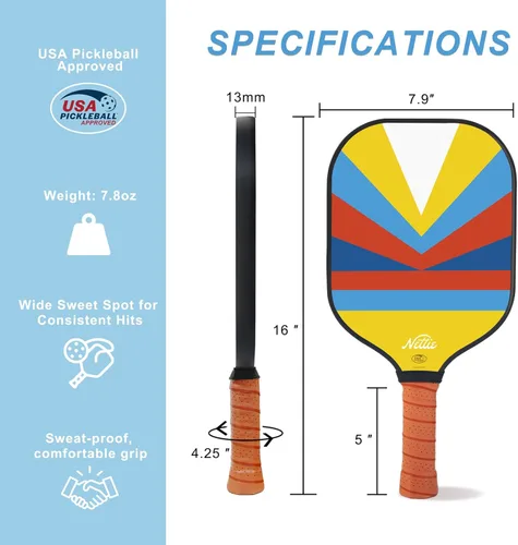 Miniatura 3 de Nettie Juego de palas de pickleball de 1/2/4, aprobadas por USAPA, de fibra de carbono, regalos de cumpleaños, día de San Valentín, para novia