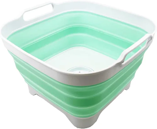 Miniatura 10 de SAMMART Sartén plegable de 10 L (2.64 galones) con tapón de drenaje, lavabo plegable, tina portátil para lavar platos, bandeja de almacenamiento