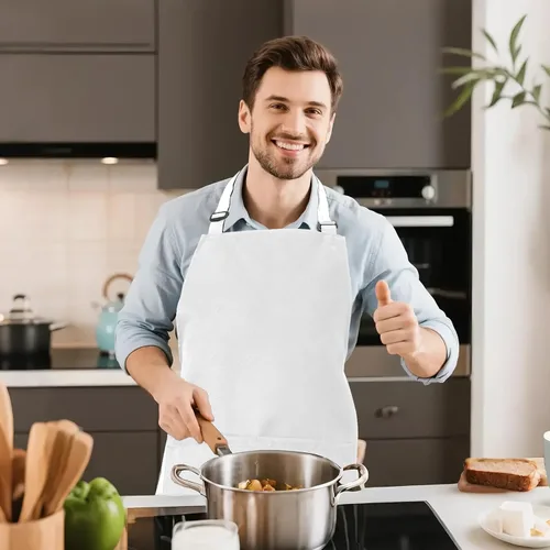 Miniatura 8 de Delantal de cocina para mujeres y hombres con bolsillos, delantales de arte de chef para cocinar, pintura, cerámica, cerámica