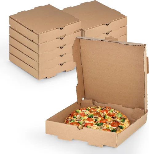 Miniatura 10 de MT Products Kraft - Caja de pizza de 10 x 10 x 1.75 pulgadas, cajas pequeñas de cartón corrugado B para pizza (paquete de 10) – Fabricado