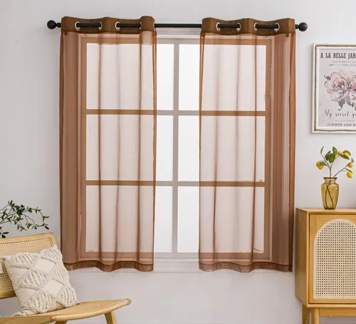 Miniatura 21 de PI - Cortinas traslúcidas con paneles pequeños, cortina transparente para ventana de cocina, mirador, 2 paneles