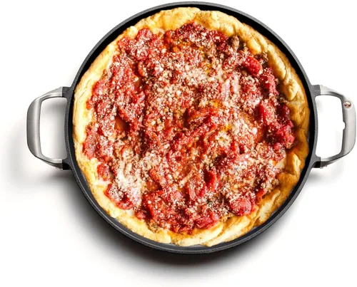Miniatura 10 de Outset Paella para parrilla y bandeja para pizza profunda, sartén de hierro fundido con asas, 18.15 x 14.11 x 1.25 pulgadas