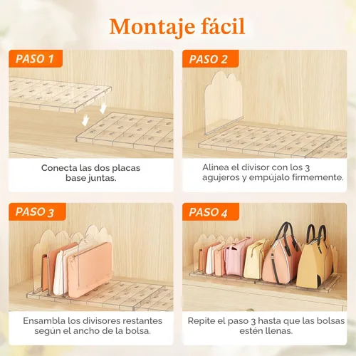 Miniatura 6 de Lifewit Organizador de Bolsos para Armario, Organizador Transparente de Almacenamiento de Bolsos, Soporte Ajustable para Bolsos para Organización