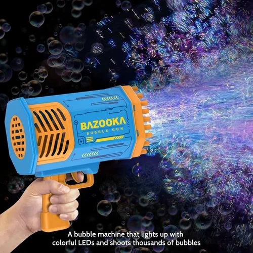 Miniatura 3 de Máquina Bazuca de Pistola de Burbujas con Solución - Lanzador de 69 Agujeros para Juguete de Verano al Aire Libre, Recuerdos de Fiesta - Máquina Azul