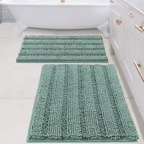 Miniatura 202 de H.VERSAILTEX - Alfombras de baño, juego de 2 piezas, alfombra de contorno para baño, juego de alfombras para inodoro, alfombra antideslizante