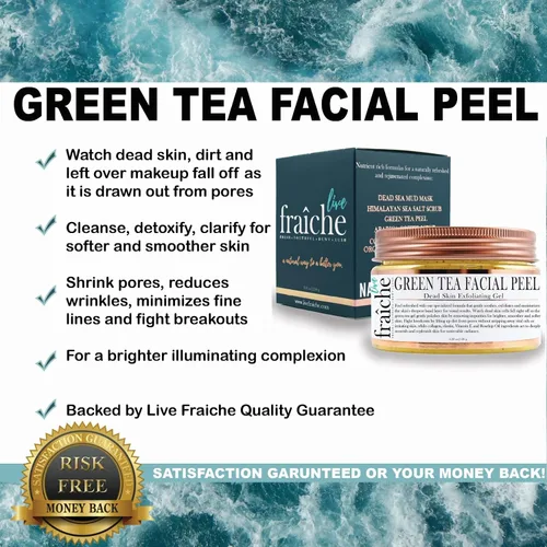 Miniatura 8 de Live Fraiche Aceite de ricino de romero de 16 onzas + oro de 24 quilates, gel de pelado facial iluminador de té verde, cáscara de té verde, 4.23