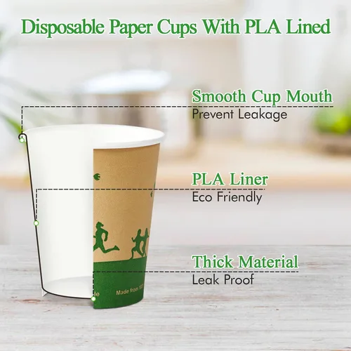 Miniatura 2 de ECOLipak 240 unidades de 12 onzas Tazas de papel compostables, tazas de café desechables biodegradables con revestimiento de PLA, tazas de papel