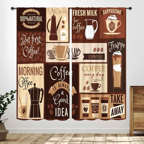 Miniatura 12 de Cortinas Rústicas de Cocina, Tenedor Cuchara Retro Tablón de Madera Granja País Tema de Cocina Citas Divertidas Tratamiento de Ventana