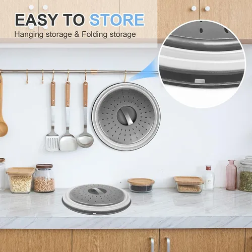 Miniatura 5 de LekDrok - Paquete de 2 fundas para alimentos para microondas con tapete de 10 pulgadas, tapete como soporte para tazón, cubierta para protector