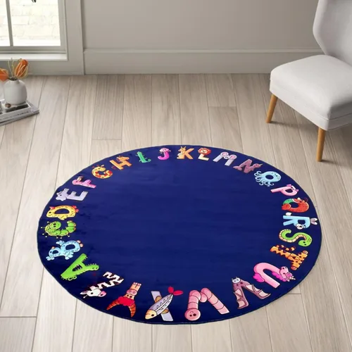 Alfombra redonda de juegos para niños, alfombras ABC para niños, niños pequeños y bebés, alfombra de área de guardería, alfombra de juego suave para