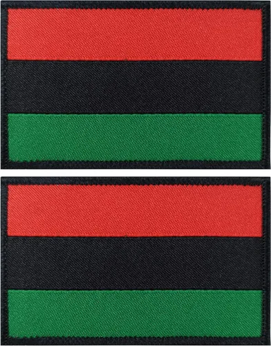JBCD Paquete de 2 parches de bandera afroamericana, parche táctico de bandera del orgullo para ropa, sombrero, parche militar