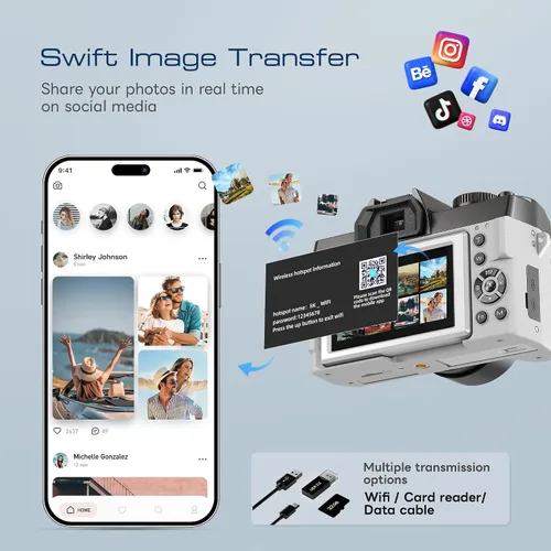 Miniatura 8 de G-Anica Cámaras digitales 8K para fotografía con doble lente (blanco)