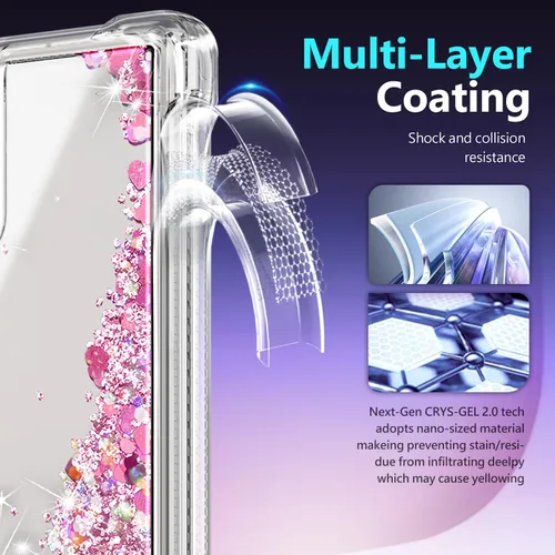 Miniatura 23 de NGB - Funda de teléfono diseñada para Samsung Galaxy S9+ Plus, morado/azul, con purpurina líquida para mujeres y niñas, con protector de pantalla