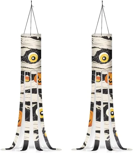Miniatura 18 de Windsock - Calcetín de viento reutilizable suave de Navidad para colgar al aire libre para jardín, árbol, fiesta, decoración de bandera, calcetines