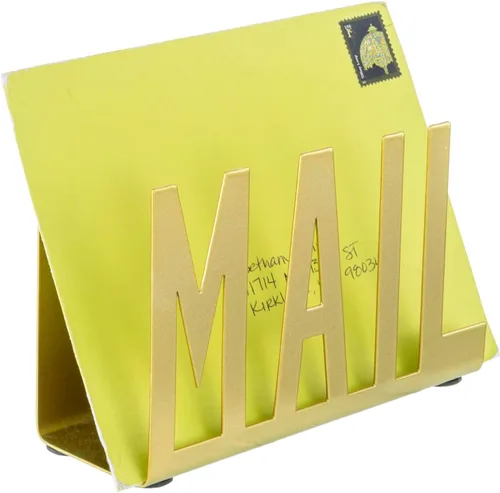 Miniatura 10 de MyGift Organizador de correo para encimera, moderno, de metal, negro, con diseño de letras de correo recortado, sobre de escritorio de oficina