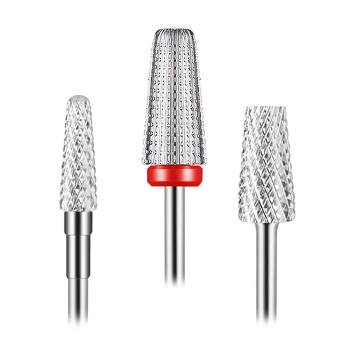 Depvko - Juego de 3 brocas de uñas 5 en 1 para uñas de 3/32 pulgadas, barril cónico y forma de cono de carburo para quitar acrílico o gel Plateado