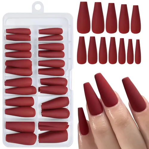 Miniatura 7 de AddFavor 120 uñas postizas negras a presión largas con pegamento y pestañas adhesivas, uñas acrílicas mate de cobertura completa para mujeres y niñas