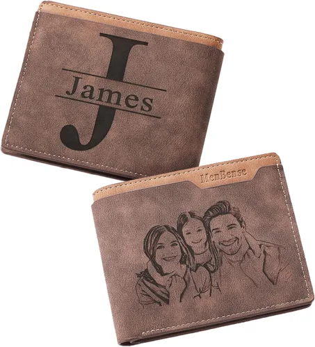 Carteras personalizadas para hombres con foto y nombre, cartera personalizada con imagen y nombre para hombres, marido, novio, papá, hijo, tío,