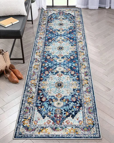 Miniatura 50 de U'Artlines Alfombra de Área Bohemia Lavable, 2x3 Pequeña Suave Antideslizante Vintage Felpudo para Puerta Frontal Interior Alfombra Verde