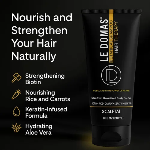 Miniatura 2 de Le Modas Champú botánico para el crecimiento del cabello, champú natural sin sulfato con aloe vera y arroz, anticaspa y apoyo contra la pérdida