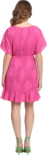 Miniatura 4 de Donna Morgan Vestido con cuello barco y mangas tipo kimono y dobladillo con volantes para mujer