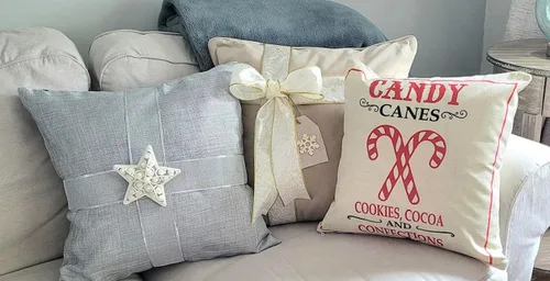 Miniatura 2 de Rustic Farmhouse Winter Holiday Christmas Pillow Cover Peppermint Candy Cane Home Decor. *Two additional Patterns