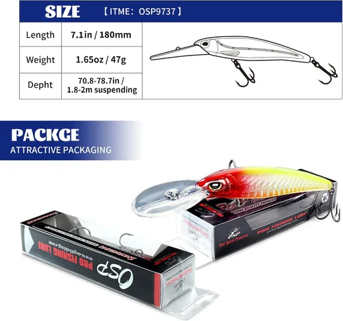 Miniatura 6 de OSP - Coleciones de señuelos de agua dulce y salina – Stripers, GT, contrabajo de boca grande, Smallies, lucio, almizclado, popper de agua superior