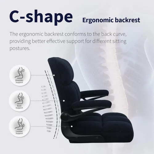 Miniatura 6 de Silla de oficina con ruedas, silla ergonómica para computadora de oficina en casa con reposabrazos abatibles, silla de escritorio ajustable
