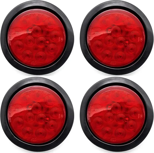 Miniatura 2 de All Star Truck Parts ] Kit de luces redondas de 12 luces LED blancas de 4 pulgadas de parada/giro/cola/marcha atrás/marcha atrás/marcha atrás, Blanco