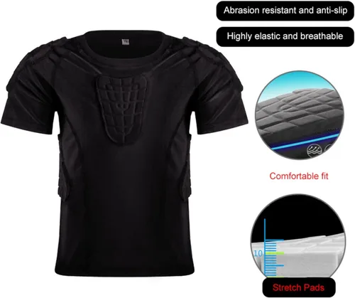 Miniatura 2 de Camisa de compresión acolchada para jóvenes, manga larga, manga corta, pantalones de protección para fútbol, paintball, béisbol Camisas acolchadas