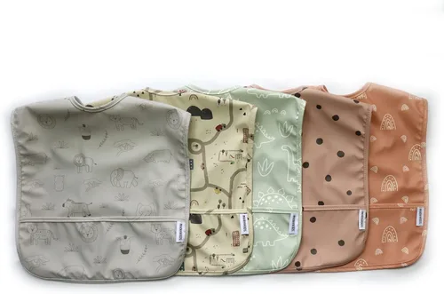 Miniatura 4 de modernKIDS Babero sin mangas para niñas y niños Babero impermeable para bebé Bata de bebé para comer Babero delantal con bolsillo
