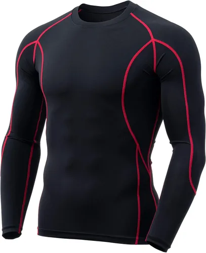 TSLA - Paquete de 1 o 3 camisas de compresión de manga larga FPU 50 para hombre camisa de entrenamiento atlético protector de erupción para deportes