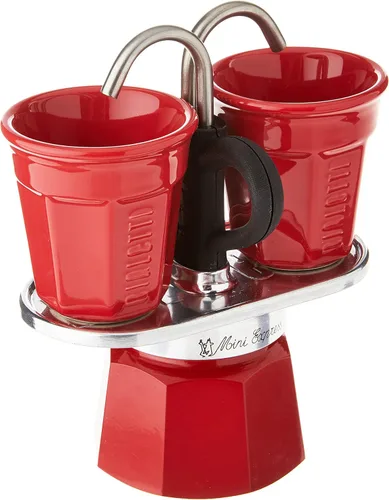 Miniatura 10 de Bialetti - Mini Express Kandinsky: El juego Moka incluye cafetera 2 tazas (2.8 Oz) + 2 vasos de chupito, azul claro, aluminio