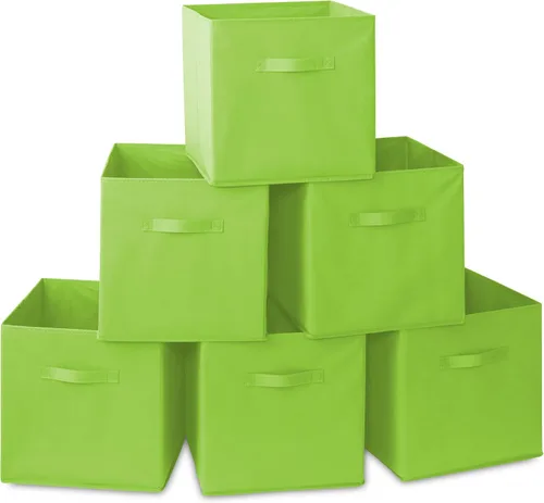 Miniatura 19 de Casafield juego de 6 cubos de almacenamiento plegables de tela, canastas de tela plegables de 11 pulgadas, para estantes, cubos organizadores
