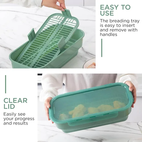 Miniatura 6 de COOK WITH COLOR Tazón Plegable para Masa - Contenedor Agitador para Rebozar Sin Ensuciar - Ideal para Pescado Frito, Pollo Frito, Aros de Cebolla