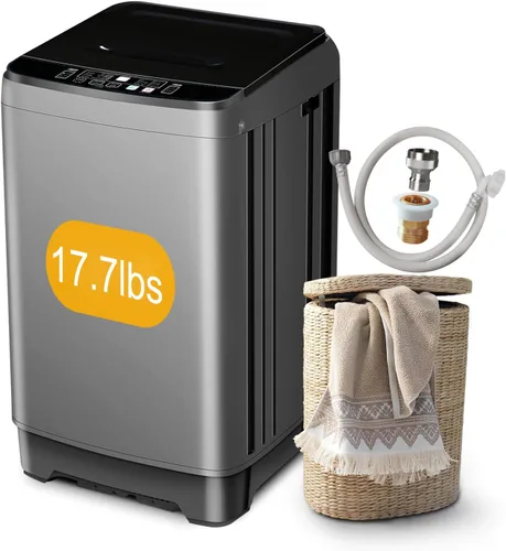 Miniatura 8 de Lavadora portátil de 17.7 libras, lavadora compacta completamente automática para apartamento, 10 programas de lavado, pequeña lavadora portátil