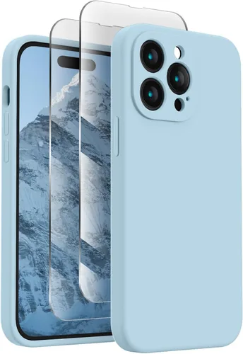 FireNova Funda diseñada para iPhone 14 Pro Max, funda de silicona mejorada [protección de cámara] con [2 protectores de pantalla], forro interior de