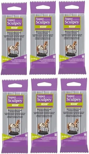 M02879x6 MOREZMORE 6lb Super Sculpey Mezcla Media Gris Horno Horno Horno Arcilla Polímera
