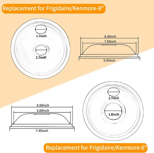 Miniatura 6 de Cubiertas para quemadores de estufa Mejiao, sartenes de goteo cromadas de repuesto para Frigidaire Kenmore 316048413 y 316048414, 4 piezas (4x6")