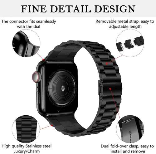 Correa delgada clásica de acero inoxidable compatible con Apple Watch de 38/40/1.614 in 42/44/45/1.929 in para mujeres y hombres, correas de metal