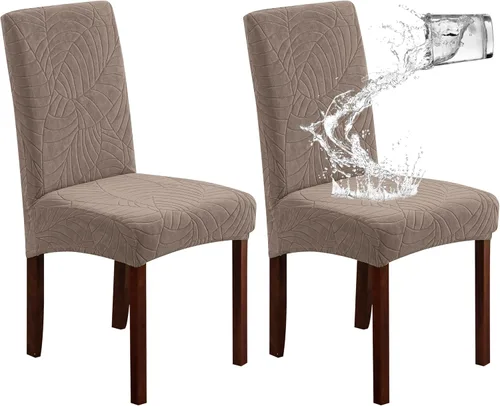 Miniatura 36 de Genina Fundas impermeables para sillas de comedor, fundas elásticas de jacquard para sillas de comedor, extraíbles y lavables, protector de silla